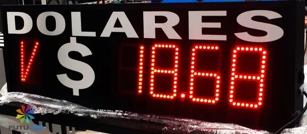Tablero indicador de divisas alternado venta de dólares