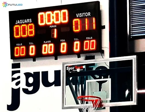 Marcador pizarra led para basquetbol cancha jaguares